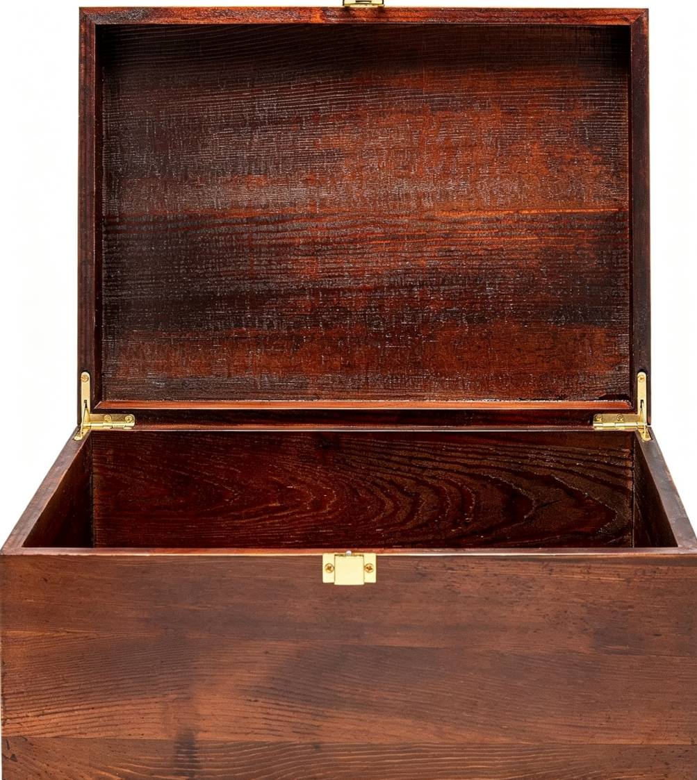 Large Wooden Storage Memory Gift Box with Hinged Lid