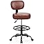 Drafting Chair with Backrest – Adjustable Foot Rest Rolling Stool with Wheels