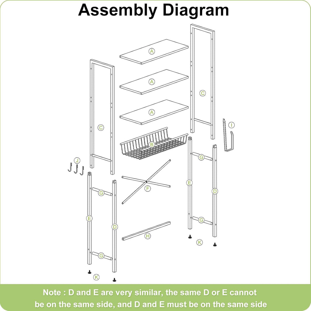 4-Tier Adjustable Bathroom Storage Shelf, Freestanding Over Toilet Space Saver with Basket