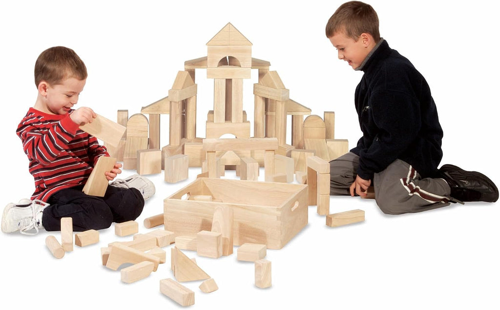 60-Piece Solid Wood Building Blocks with Storage Tray, Hardwood Stacking & Sorting Learning Toys for Kids 3+