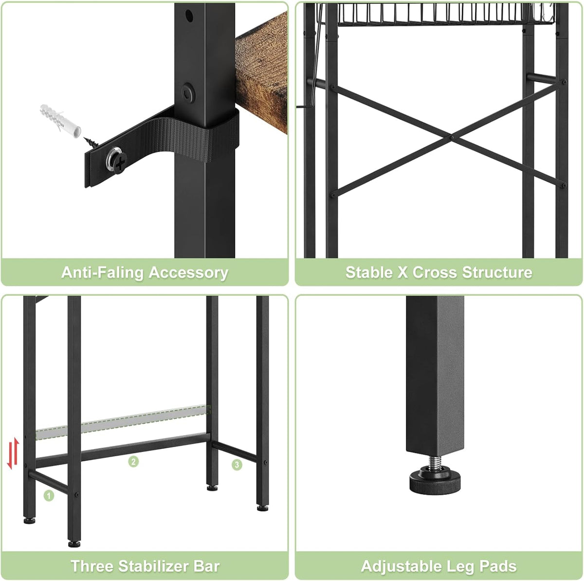 4-Tier Adjustable Bathroom Storage Shelf, Freestanding Over Toilet Space Saver with Basket