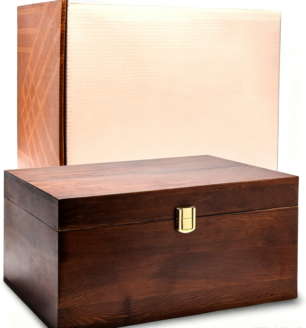 Large Wooden Storage Memory Gift Box with Hinged Lid