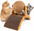 3-Pack Cat Scratching Ball and Slanted Scratching Board Set – Sisal Rope Ball Scratching Toy; Interactive Pet Toy for Indoor Kittens