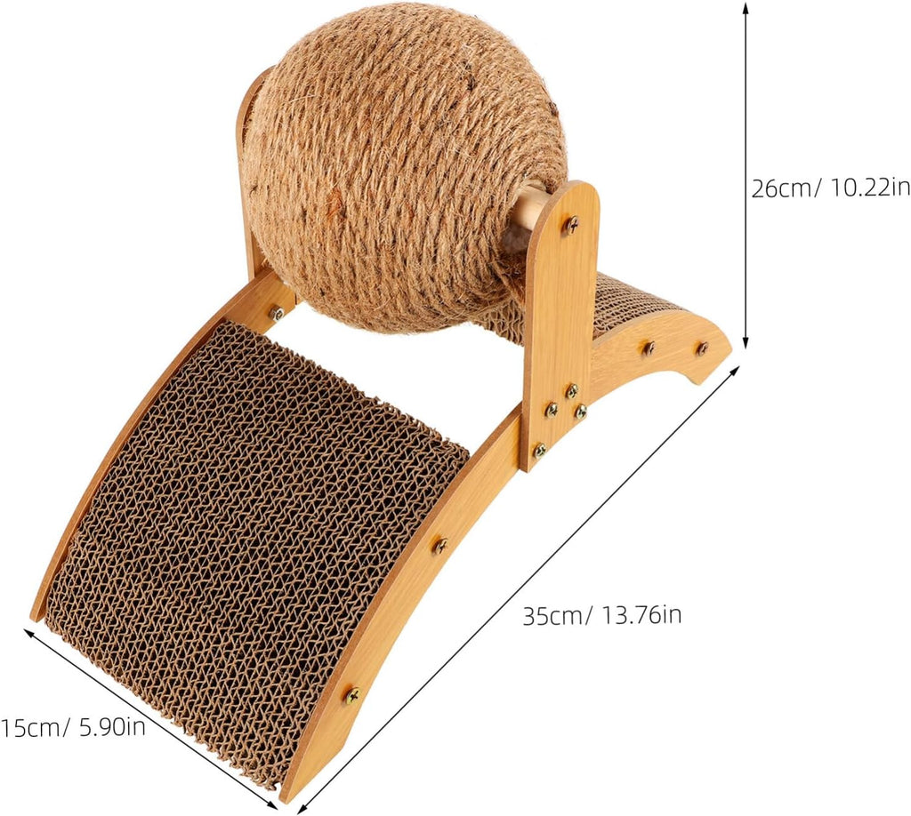 3-Pack Cat Scratching Ball and Slanted Scratching Board Set – Sisal Rope Ball Scratching Toy; Interactive Pet Toy for Indoor Kittens