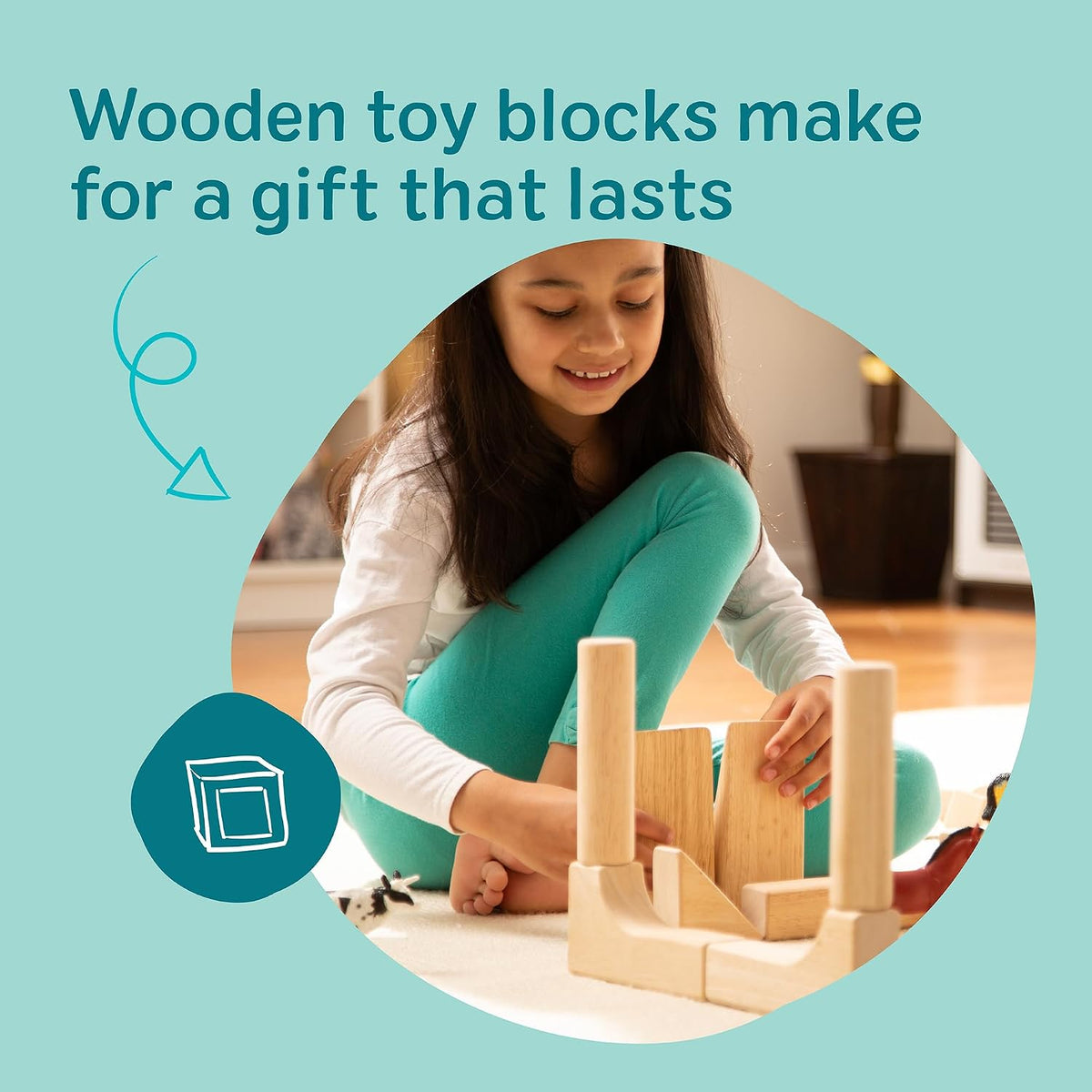 60-Piece Solid Wood Building Blocks with Storage Tray, Hardwood Stacking & Sorting Learning Toys for Kids 3+