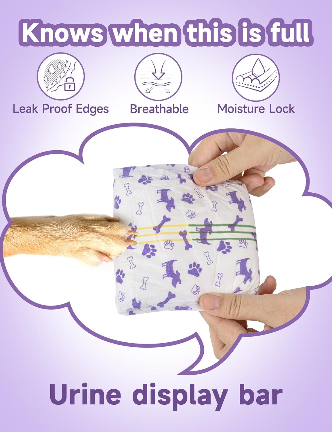 Disposable Dog Diapers (50-Pack) – Ultra-Absorbent, Foam Tail Hole, for Small Dogs
