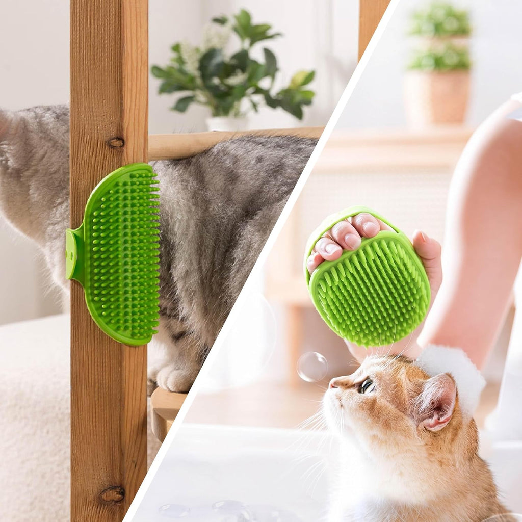 8-Piece Pet Grooming Bath Brush Set – Silicone Massage & Shampoo Dispenser for Dogs & Cats (Green)