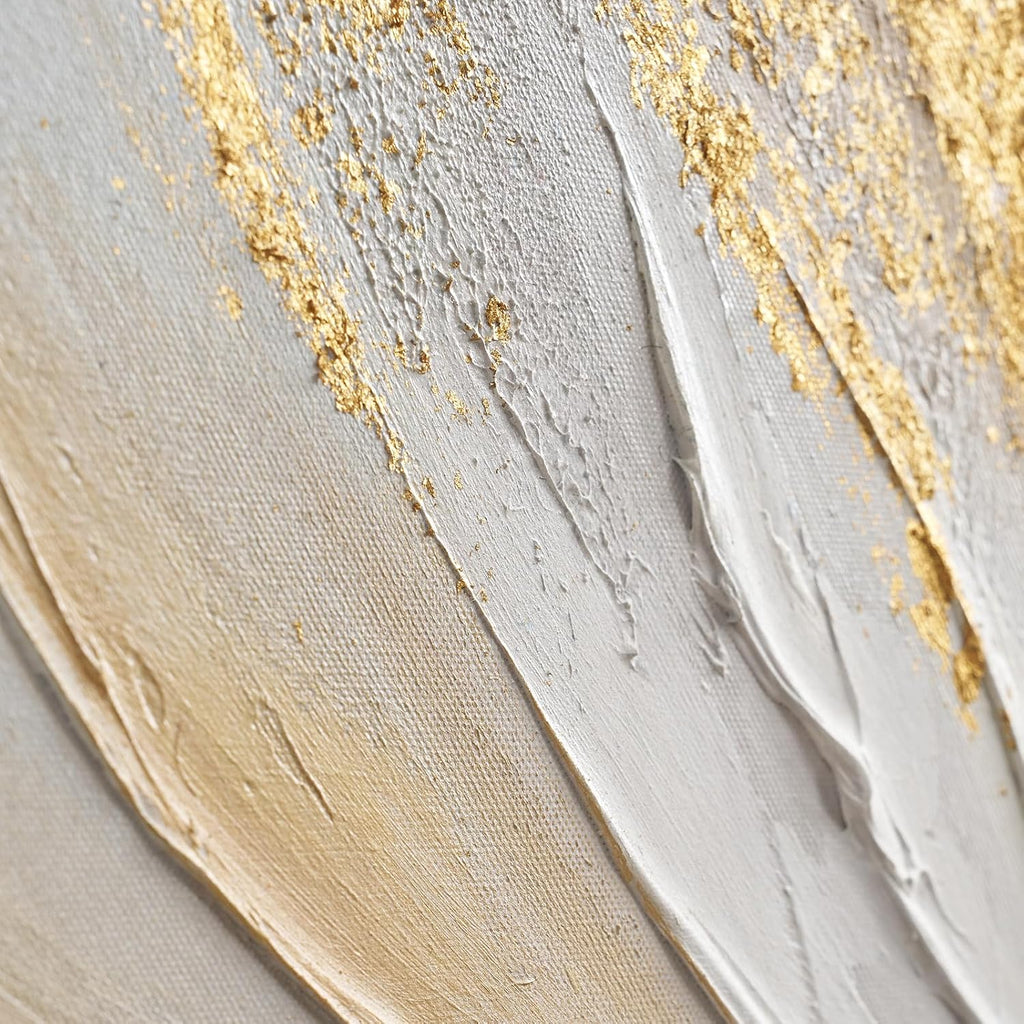 Modern Abstract Floral Canvas Wall Art, Flower Oil Painting with Gold Leaf