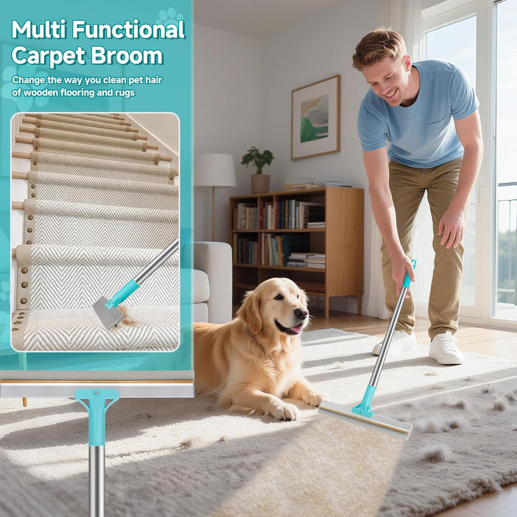 Pet Hair Removal Carpet Rake, Reusable Cleaning Broom for Carpet Surfaces