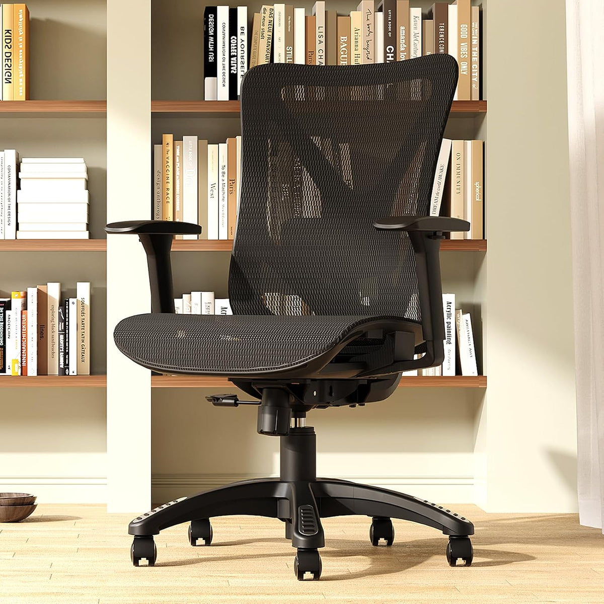Ergonomic Office Chair, Mesh Computer Desk Chairs with BIFMA X5.1 Certified, Adjustable Lumbar Support, 3D Arm, Tilt Back, Wide Seat, Comfy Swivel Work Task Chair for Company and Home (Obsidian Black)