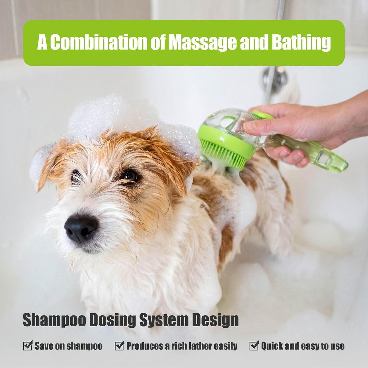 8-Piece Pet Grooming Bath Brush Set – Silicone Massage & Shampoo Dispenser for Dogs & Cats (Green)