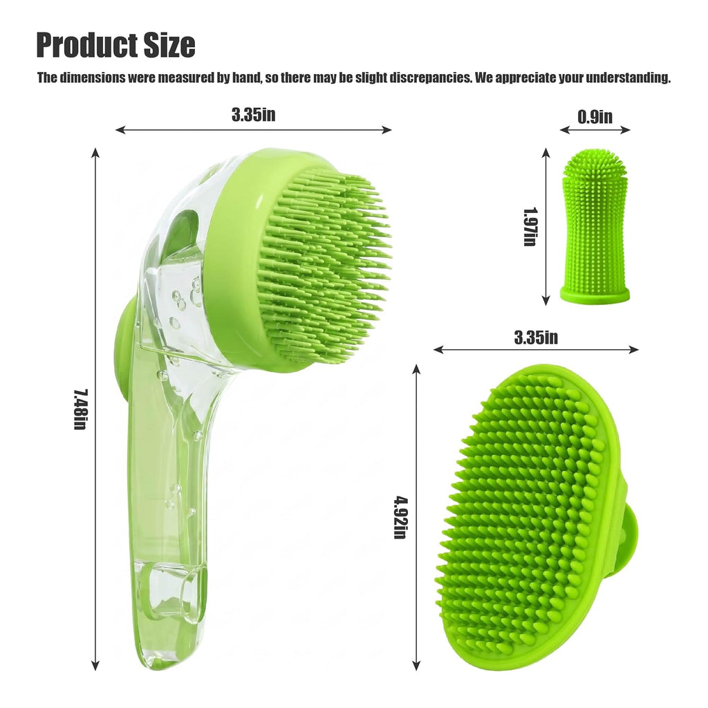 8-Piece Pet Grooming Bath Brush Set – Silicone Massage & Shampoo Dispenser for Dogs & Cats (Green)