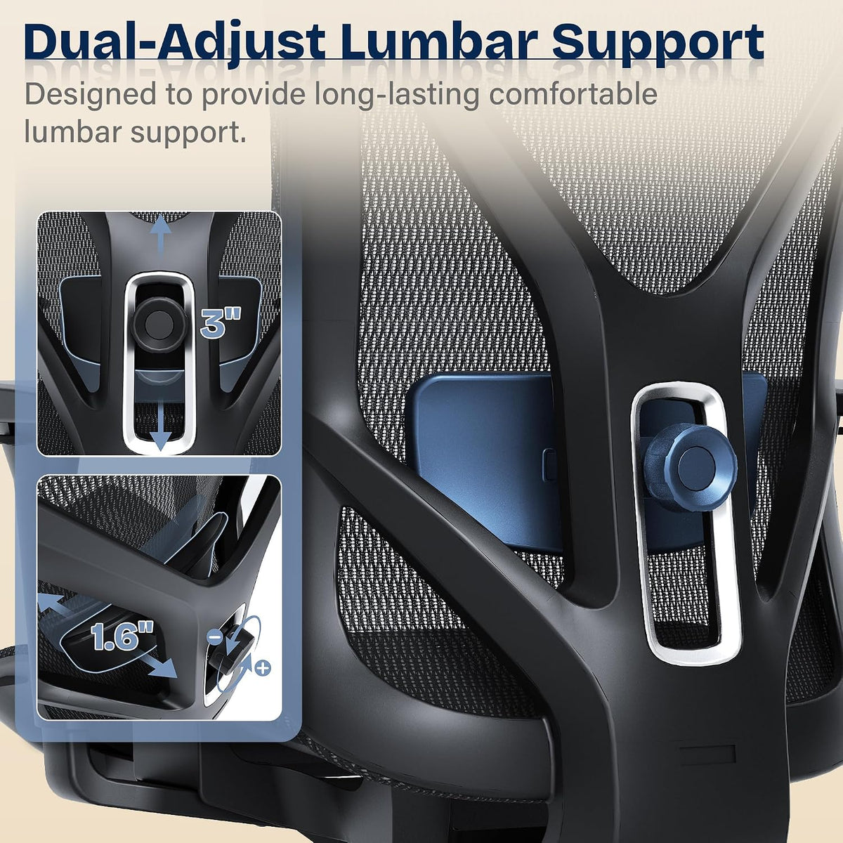 Ergonomic Office Chair, Mesh Computer Desk Chairs with BIFMA X5.1 Certified, Adjustable Lumbar Support, 3D Arm, Tilt Back, Wide Seat, Comfy Swivel Work Task Chair for Company and Home (Obsidian Black)