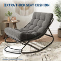 Papasan Rocking Chair, Adjustable Metal Frame Outdoor Rocker with Waterproof Cushion, 450lbs, Dark Gray